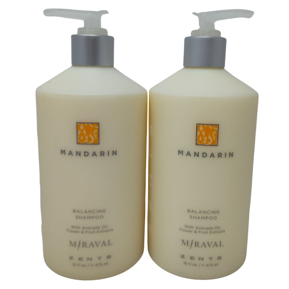 2 Miraval Zents Mandarin Balancing Low Lather Shampoo Set Pack 16oz Bottles